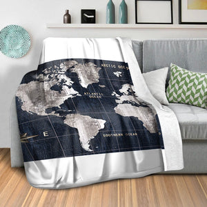 Noir Map Blanket Blanket Clock Canvas