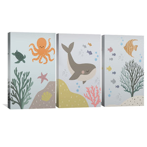 Ocean Whimsy Canvas Art Clock Canvas