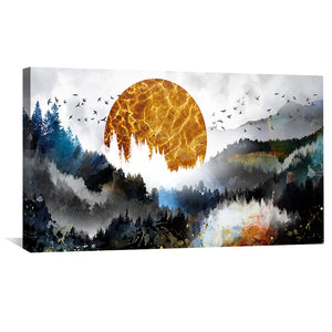 Over the Forest Abstract Canvas Art Clock Canvas
