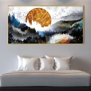 Over the Forest Abstract Canvas Art Clock Canvas