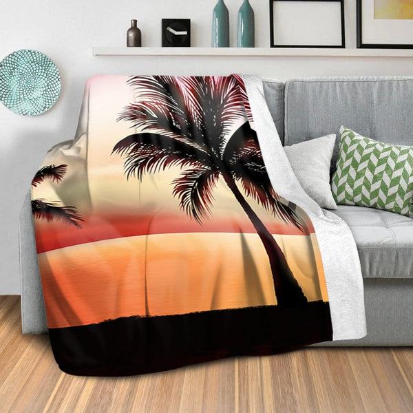 Palm Tree Horizon Blanket Blanket Clock Canvas