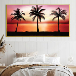 Palm Tree Horizon Canvas Art Clock Canvas