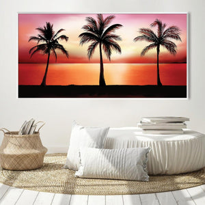 Palm Tree Horizon Canvas Art Clock Canvas