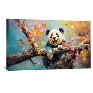 Panda Happiness Canvas Art Clock Canvas