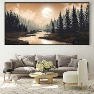 Peaceful Nature Evenings Easy Build Frame Posters, Prints, & Visual Artwork Easy Build Frame & Fabric Print / 40 x 20in Clock Canvas