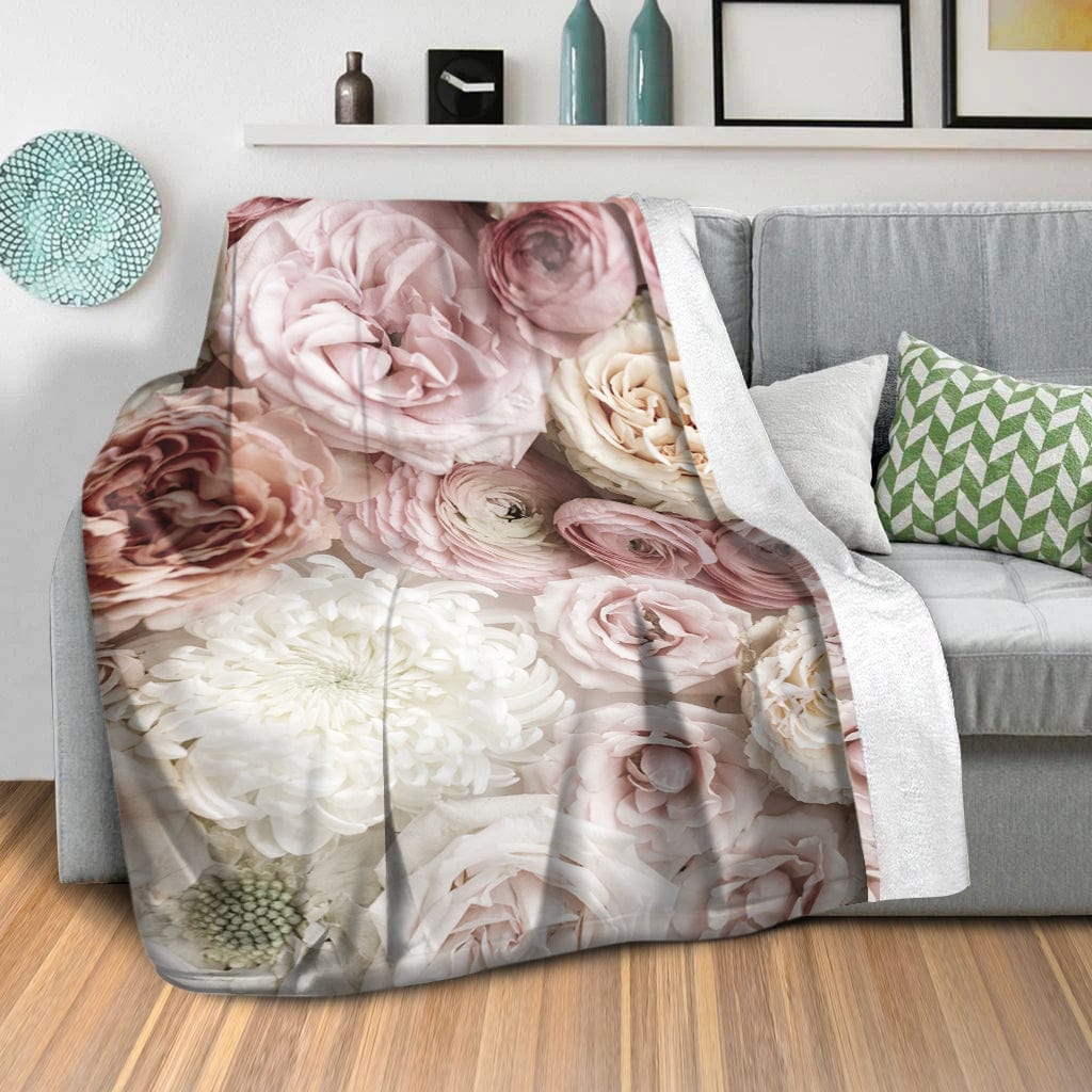 Peonies Blanket Blanket Clock Canvas