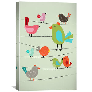 Perched & Playful Canvas Art Clock Canvas