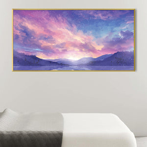 Purple Aurora Canvas Art Clock Canvas