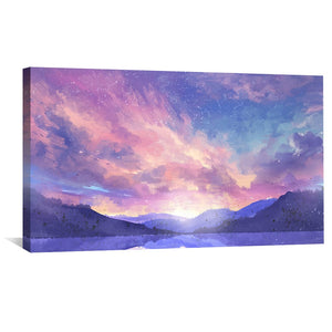 Purple Aurora Canvas Art Clock Canvas