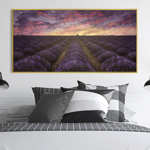 Purple Meadow Canvas Art Clock Canvas