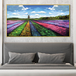 Rainbow Meadow Canvas Art Clock Canvas