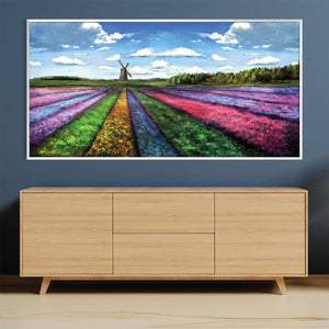 Rainbow Meadow Canvas Art Clock Canvas