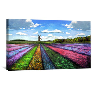 Rainbow Meadow Canvas Art Clock Canvas