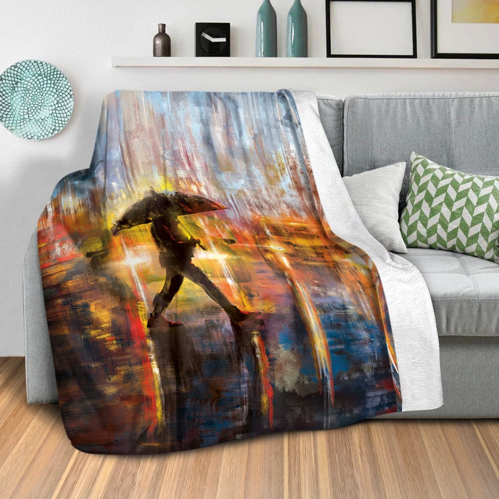 Rainy Cross Walk Blanket Blanket Clock Canvas