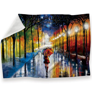 Rainy Stroll Blanket Blanket 30 x 40in Clock Canvas