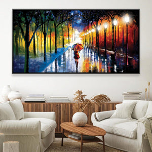 Rainy Stroll Canvas Art 50 x 25cm / Framed Prints Clock Canvas