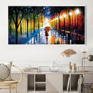 Rainy Stroll Canvas Art Clock Canvas