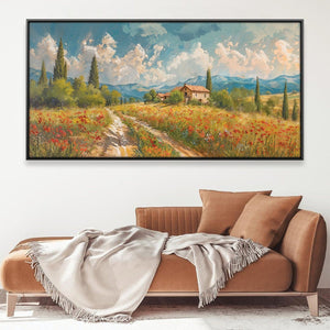 Red Blossoms of Tuscany Canvas Art 20 x 10in / Canvas Clock Canvas