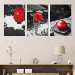 Red Japan Canvas Art Clock Canvas