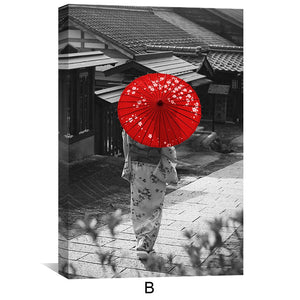 Red Japan Canvas Art Clock Canvas