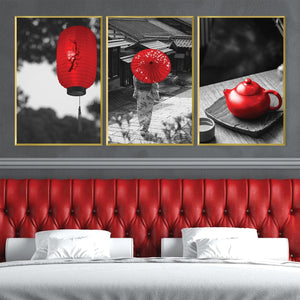 Red Japan Canvas Art Clock Canvas