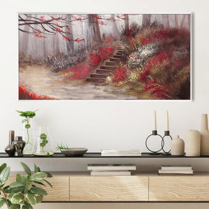Red Leaf Passage Canvas Art Clock Canvas