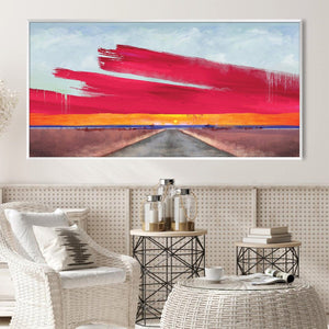 Red Sky Road Canvas Art Clock Canvas