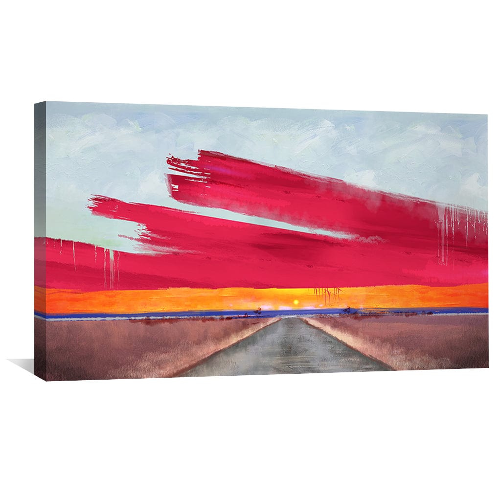 Red Sky Road Canvas Art Clock Canvas