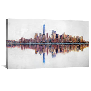 Reflecting NYC Canvas Art Clock Canvas
