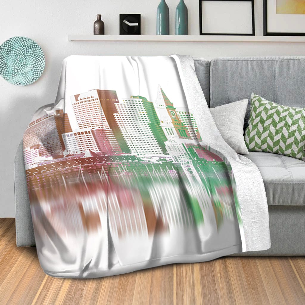 Reflection City Blanket Blanket Clock Canvas