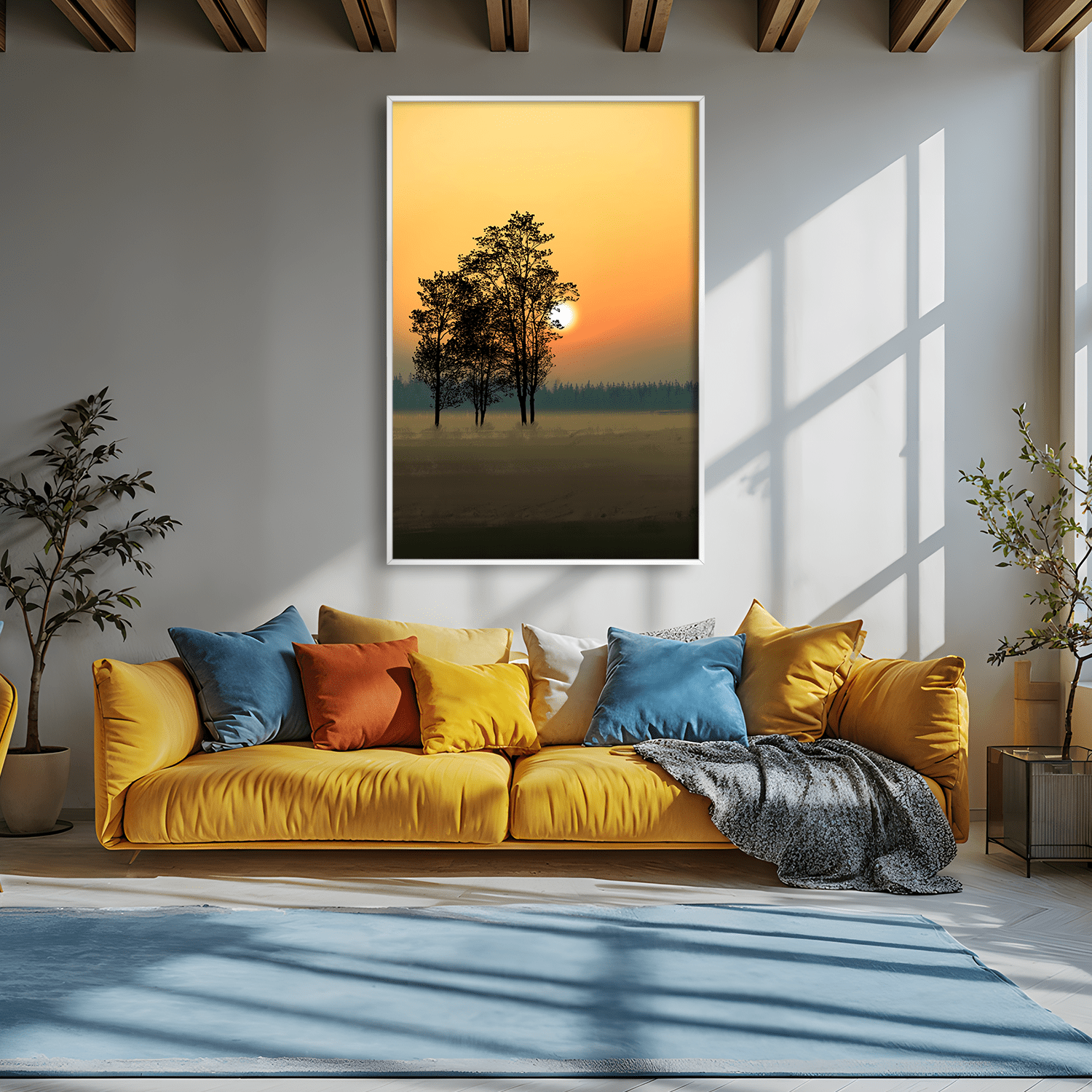 Rise Over the Field Canvas Art Clock Canvas