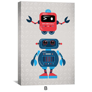 Robo Buddies Canvas Art B / 12 x 18in / Canvas Clock Canvas