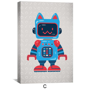 Robo Buddies Canvas Art C / 12 x 18in / Canvas Clock Canvas
