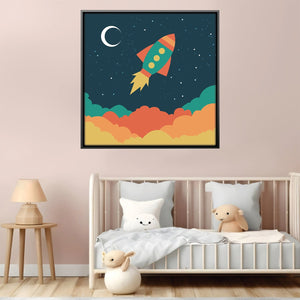 Rocket to the Stars 3 Canvas Art 12 x 12in / Canvas Clock Canvas