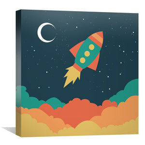 Rocket to the Stars 3 Canvas Art Clock Canvas