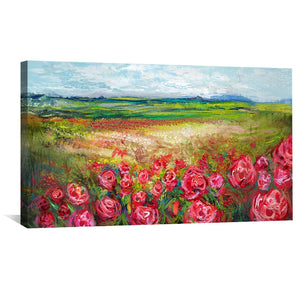Rose Meadow Bliss Canvas Art Clock Canvas