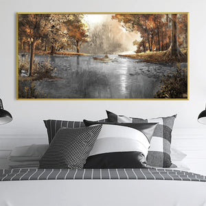 Rowing Through the Forest Canvas Art Clock Canvas