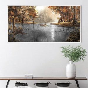 Rowing Through the Forest Canvas Art Clock Canvas