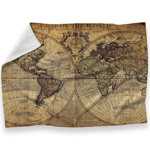 Rustic World Map Blanket Blanket 30 x 40in Clock Canvas