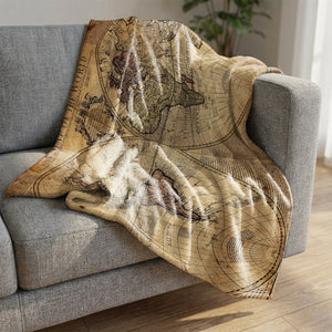 Rustic World Map Blanket Blanket Clock Canvas