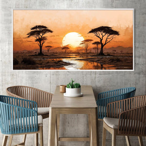 Savanna Sundown Canvas Art Clock Canvas