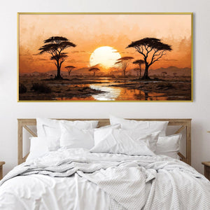 Savanna Sundown Canvas Art Clock Canvas