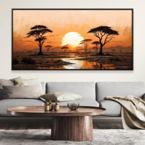 Savanna Sundown Canvas Art Clock Canvas