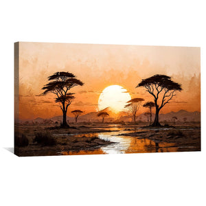 Savanna Sundown Canvas Art Clock Canvas