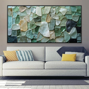 Seafoam Mosaic Canvas Art 20 x 10in / Canvas Clock Canvas