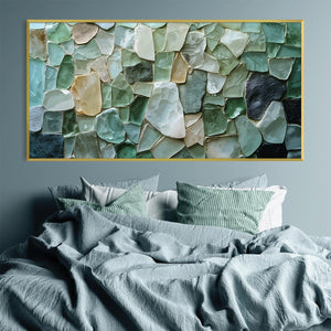 Seafoam Mosaic Canvas Art Clock Canvas