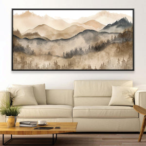 Sepia Summits Canvas Art 20 x 10in / Canvas Clock Canvas