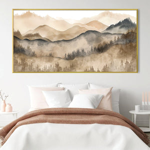 Sepia Summits Canvas Art Clock Canvas