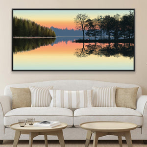 Serene Lakeview Canvas Art 50 x 25cm / Framed Prints Clock Canvas