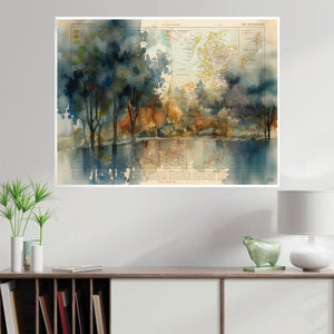 Serene Mountain Lake Canvas Art Clock Canvas